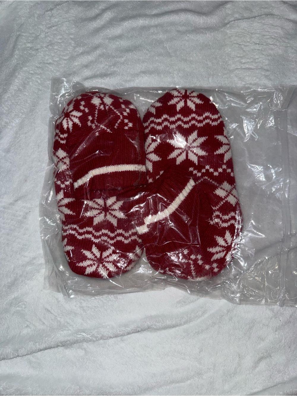 Cozy Red & White Nordic Knit Slippers